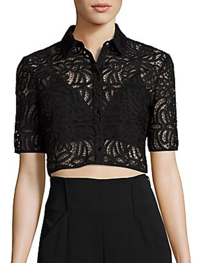 Shop A.l.c Zoe Lace Cropped Top In Black