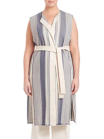 Shop Lafayette 148 Plus Awning Stripe Vest In Raffia Multicolor