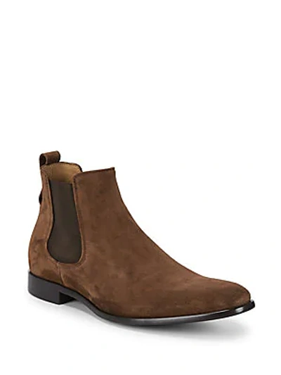 Shop Vince Classic Suede Chelsea Boots In Bark