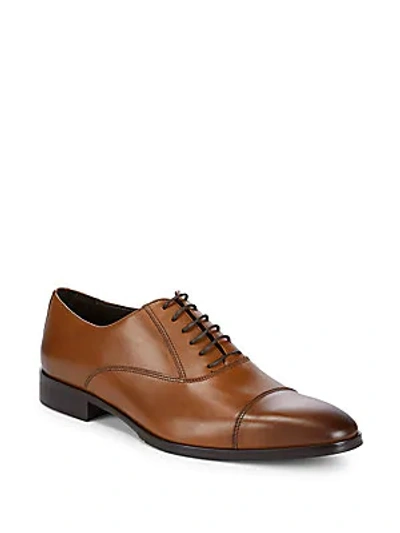 Shop Bruno Magli Men's Cap Toe Leather Dress Shoes In Whiskey