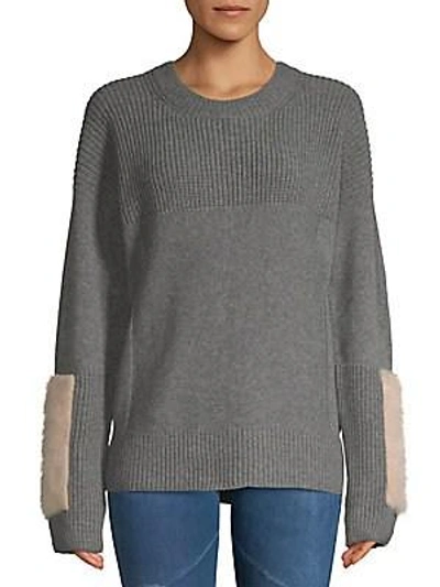 Shop Agnona Textured Cashmere And Mink Fur Sweater In Grey Mink