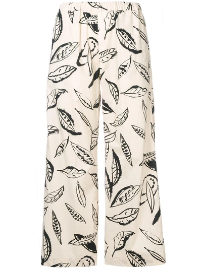 Shop Aspesi Leaf Print Trousers