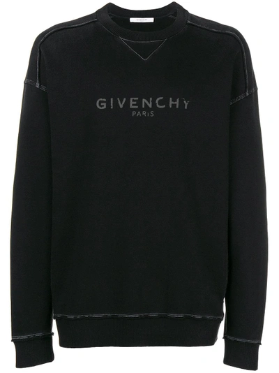 Shop Givenchy Blurred Logo Sweatshirt - Black