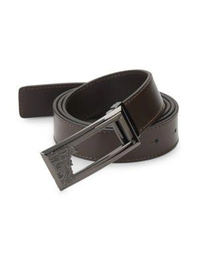 Shop Versace Logo Leather Belt In Black