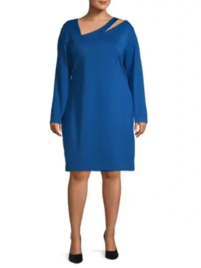 Shop Alexia Admor Plus Long Sleeve Cut-out Sheath Dress In Cobalt