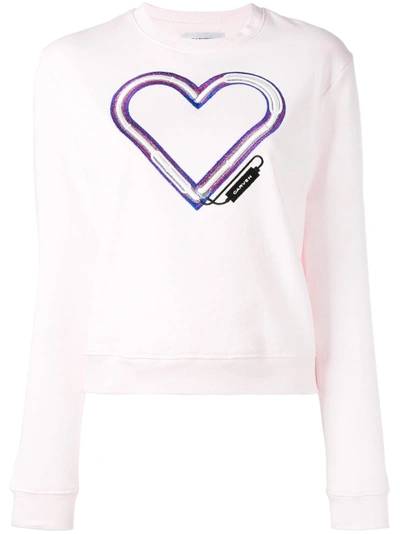 Shop Carven Embroidered Heart Sweatshirt - Pink & Purple
