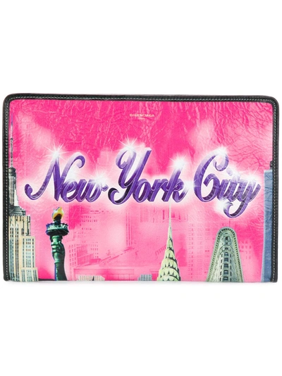 Shop Balenciaga Pink New York Bazar Leather Pouch