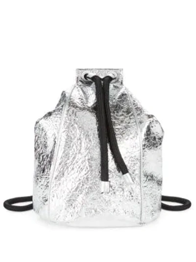Shop Kendall + Kylie Meadow Textured Drawstring Backpack In Silver