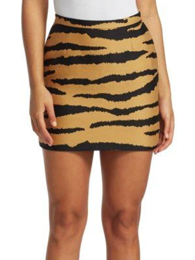 Shop Proenza Schouler Tiger-print Jacquard Mini Skirt In Bronze Black Tiger
