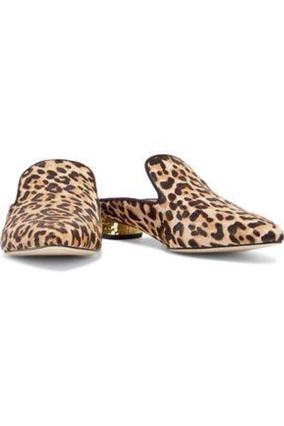 Shop Sam Edelman Woman Augustine Leopard-print Calf Hair Slippers Animal Print
