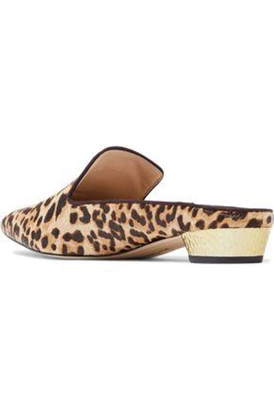 Shop Sam Edelman Woman Augustine Leopard-print Calf Hair Slippers Animal Print