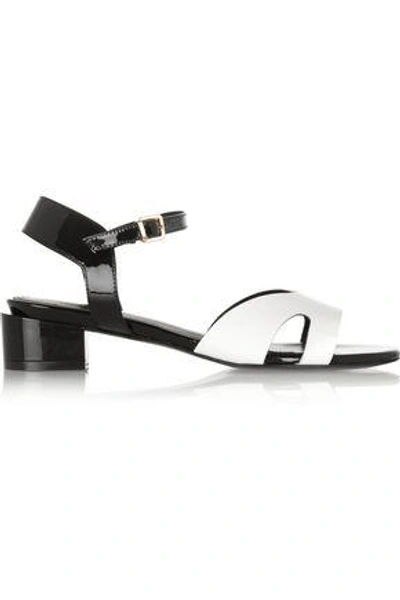 Shop Robert Clergerie Woman Sascou Leather And Patent-leather Sandals White