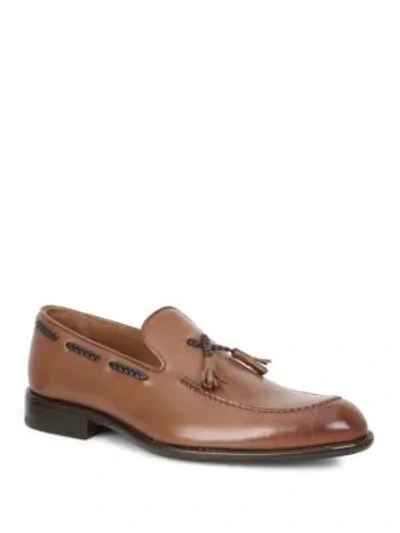 Shop Bruno Magli Fabio Tassel Leather Loafers In Cognac