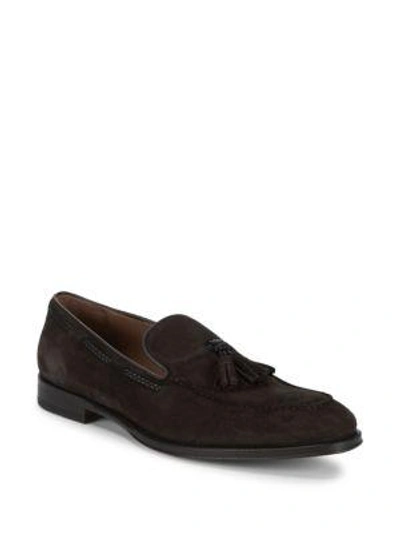 Shop Bruno Magli Fabio Tassel Leather Loafers In Cognac