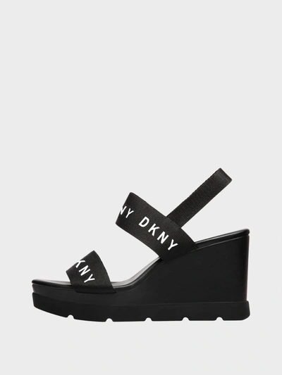 Shop Donna Karan Cati Logo Wedge Sandal In Black