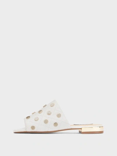 Shop Donna Karan Roy Leather Sandal With Studs In Ivory