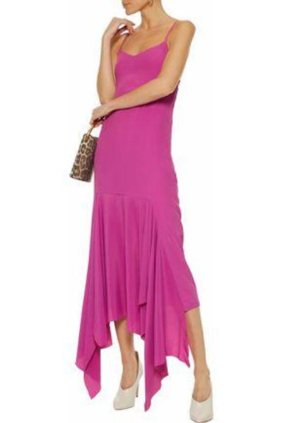 Shop Solace London Woman Wyatt Asymmetric Crepe Midi Dress Magenta