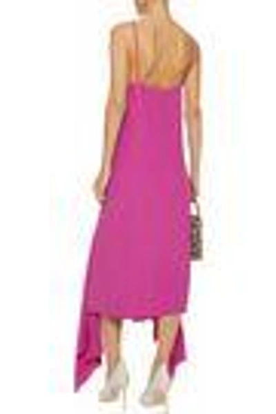 Shop Solace London Woman Wyatt Asymmetric Crepe Midi Dress Magenta