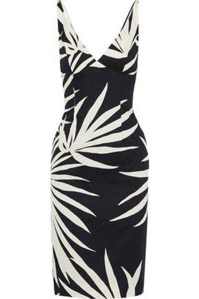 Shop Milly Liz Printed Cotton Dress In Black