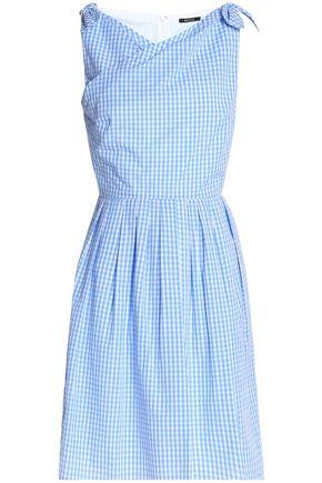 Raoul Woman Knotted Pleated Gingham Cotton-Poplin Dress Azure | ModeSens