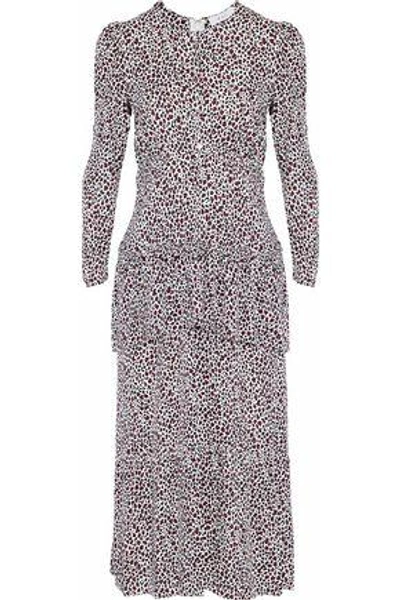 Shop A.l.c Woman Layered Leopard-print Silk Crepe De Chine Midi Dress Animal Print