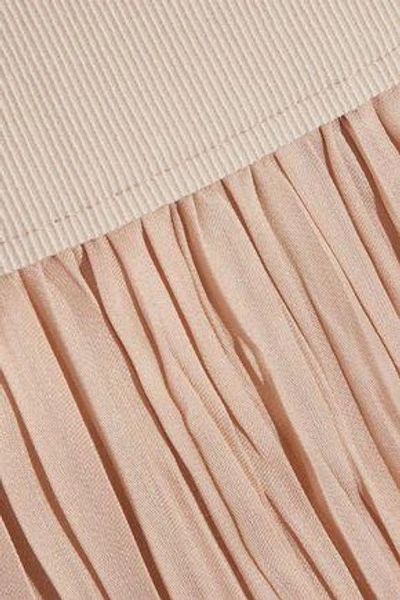 Shop Agnona Woman Plissé Silk Midi Skirt Sand