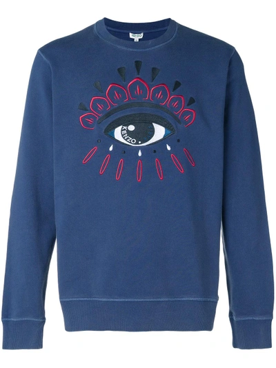 Shop Kenzo Bleached Eye Sweatshirt In Blue