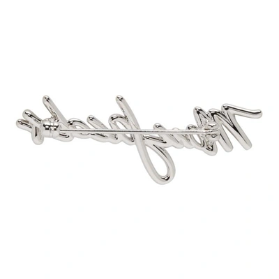Shop Marc Jacobs Silver Signature Logo Brooch In 040 Silver