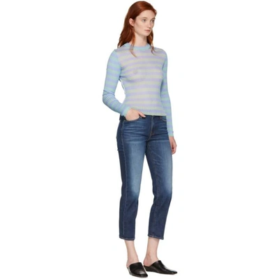 Shop Frame Blue Le High Straight Jeans In Allerton