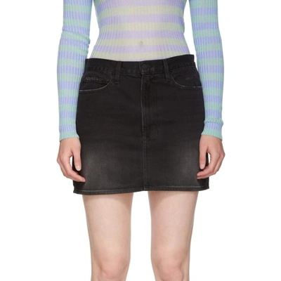 Shop Frame Black Le Mini Denim Skirt In Conwell