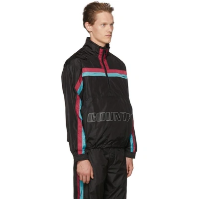 Shop Marcelo Burlon County Of Milan Black Color Band Half-zip Jacket In Blkmulti