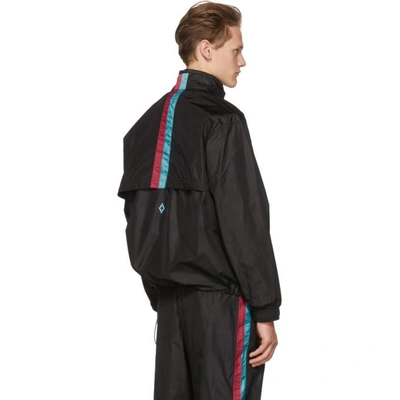 Shop Marcelo Burlon County Of Milan Black Color Band Half-zip Jacket In Blkmulti