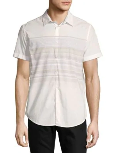 Shop Calvin Klein Jeans Est.1978 Stripe Cotton Button-down Shirt In Pale Beige