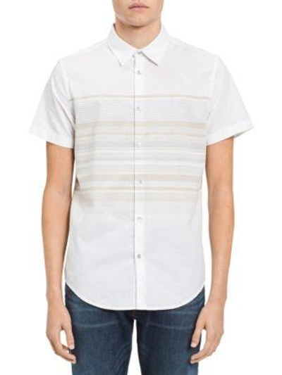 Shop Calvin Klein Jeans Est.1978 Stripe Cotton Button-down Shirt In Pale Beige