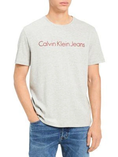 Shop Calvin Klein Jeans Est.1978 Logo Cotton Tee In Light Grey