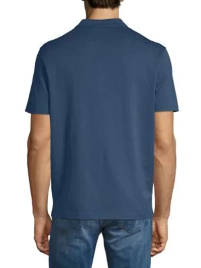 Shop Vince Zip Short-sleeve Cotton Polo In Washed Indigo