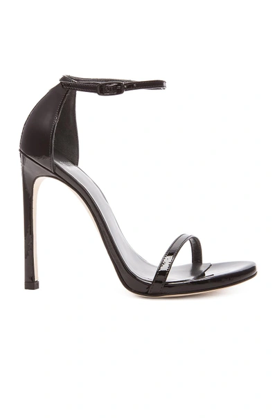 Shop Stuart Weitzman Nudist Heel In Black Patent