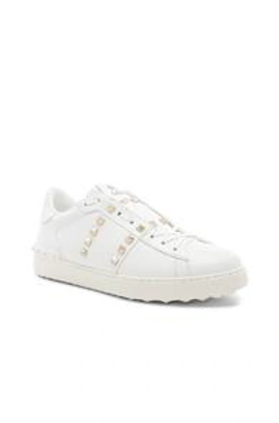 Shop Valentino Leather Sneakers In White