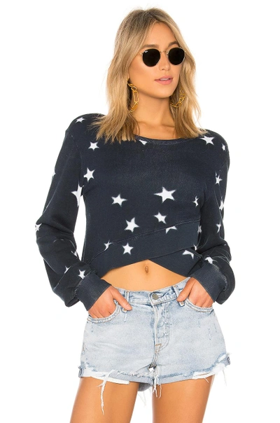 Shop Pam & Gela Star Printed Cross Sweatshirt In Navy