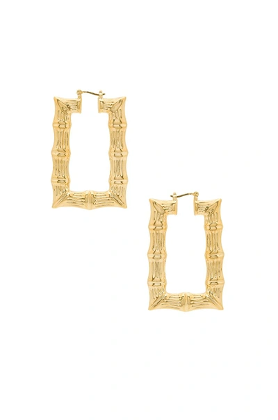 Shop Joolz By Martha Calvo Square Bamboo Hoops In Metallic Gold.