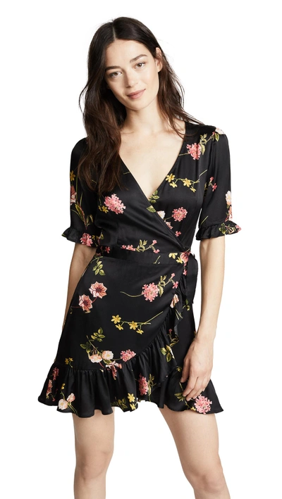 Shop Capulet Nadine Mini Wrap Dress In Black Floral