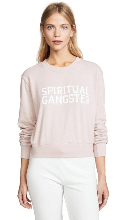 Shop Spiritual Gangster Varsity Crop Crew Sweatshirt In Shell