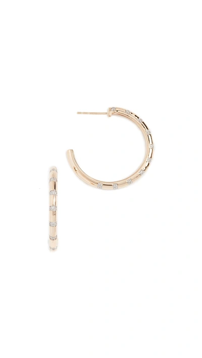 Shop Adina Reyter Large Pave Diamond Strip Hoop Earrings In Yellow Gold