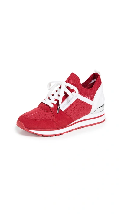 Shop Michael Michael Kors Billie Knit Trainers In Bright Red