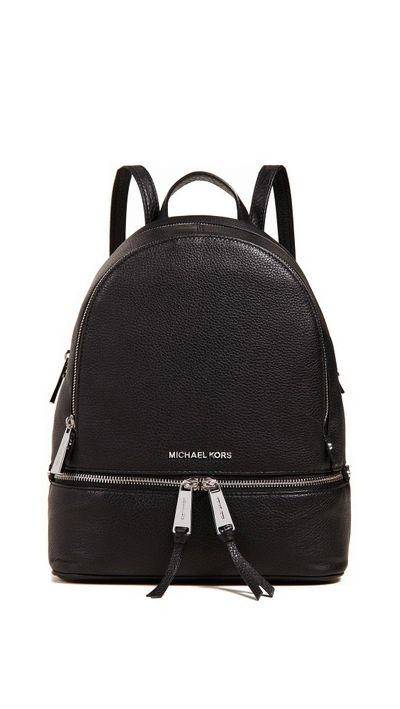 Shop Michael Michael Kors Rhea Zip Medium Backpack In Black