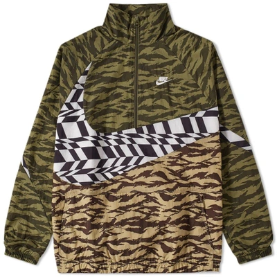Nike Men's Sportswear Vaporwave Swoosh Woven Half-zip Jacket, Green/brown  In Army Camo | ModeSens