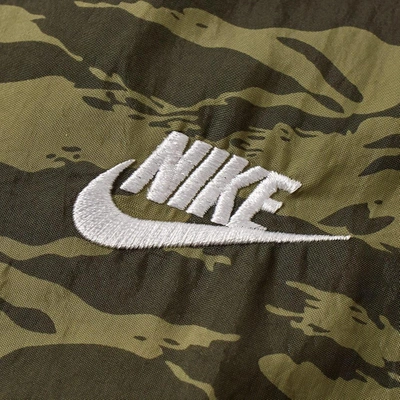 Shop Nike Aop Swoosh Half Zip Woven Jacket In Green