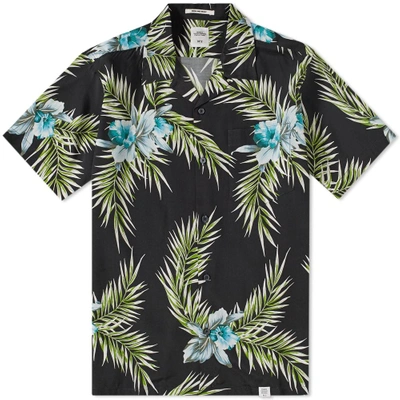 Shop Bedwin & The Heartbreakers Rogers Open Collar Aloha Shirt In Black