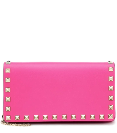 Shop Valentino Rockstud Leather Shoulder Bag In Pink