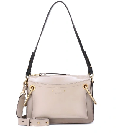Shop Chloé Small Roy Patent Leather Shoulder Bag In Grey